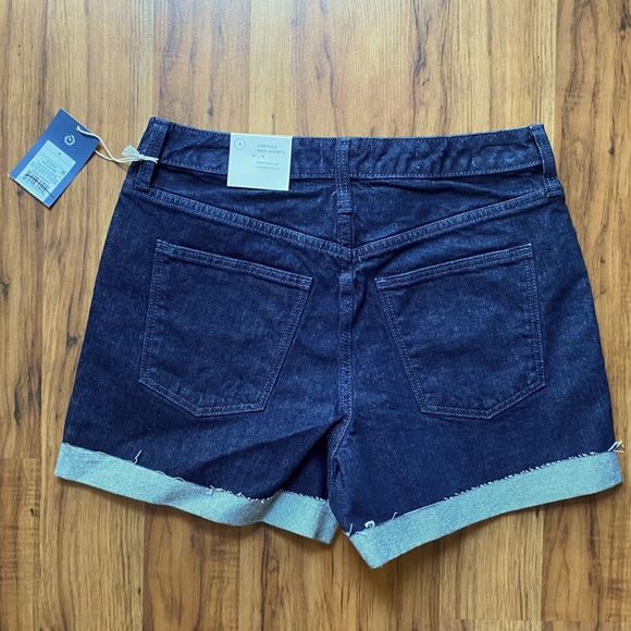 Universal Thread Vintage Stretch Midi Shorts Retro Dark Blue Jean Copper Accents - Picture 5 of 10